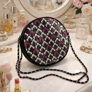 NWT Vera Bradley Shimmer Evening Bag Canterbury Magenta Sequin Crossbody